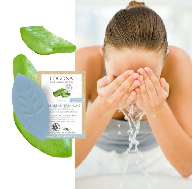 Pastilla limpiadora facial hidratante sólida aloe vera Logona cosmética natural sólida